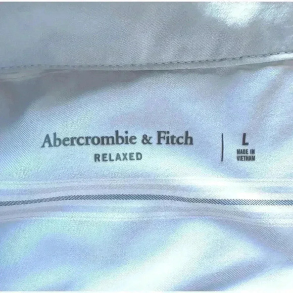 Abercrombie & Fitch Men’s Relaxed Button Down Light Blue Stripe Size L - Picture 3 of 5
